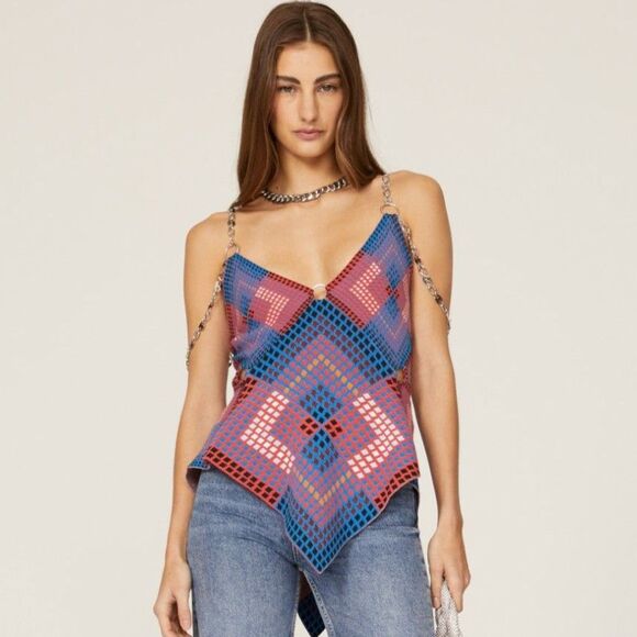 Paco Rabanne Crochet Asymmetric Top Size Large - Picture 1 of 14